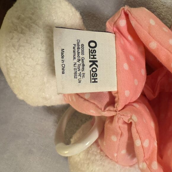 VTG 2000 Oshkosh Toys R Us Musical Crib Pull Toy Pink Polka Dot Lamb Plush - Picture 4 of 4